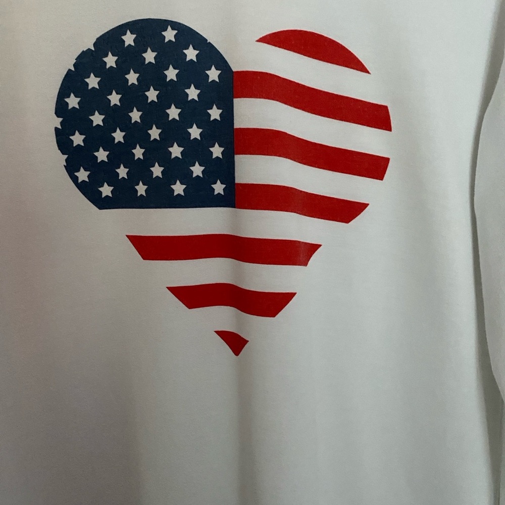 Jane and Delancey White Hoodie with Patriotic Heart Design